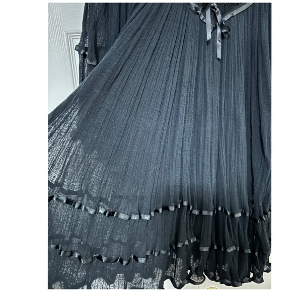 NWOT Elan Anthropology, Black Mesh, Ribbon Detail Semi Sheer Boho Top / Cover Up - Picture 7 of 10